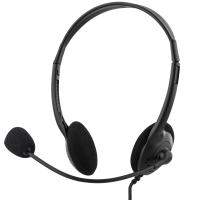 DELTACO stereo headset ja mikrofoni, 2x3.5mm, äänensäätö kaapelissa, 2m kaapeli, musta