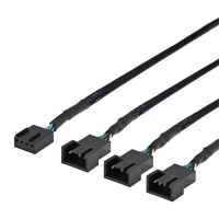 Deltaco PWM-tuulettimien jakaja, 4-pin uros -> 3x 4-pin naaras