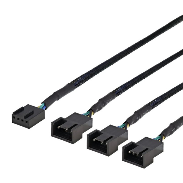 Deltaco PWM-tuulettimien jakaja, 4-pin uros -> 3x 4-pin naaras
