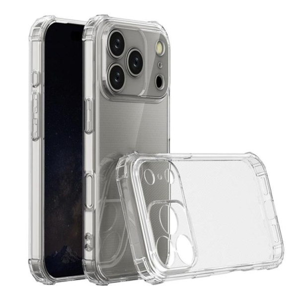 Smartte Apple 18 Pro Max / 17 Pro Max kulmavahvistettu iskunkestävä kirkas TPU-suojakuori (läpinäkyvä)