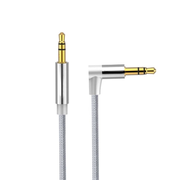Smartte AV01 3,5 mm uros–uros kulma-audiokaapeli, pituus: 1 m (hopeanharmaa)