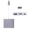 Smartte USB-C / Type-C 3.1 uros -> USB-C 3.1 naaras, HDMI naaras ja USB 3.0 naaras -sovitin (harmaa)