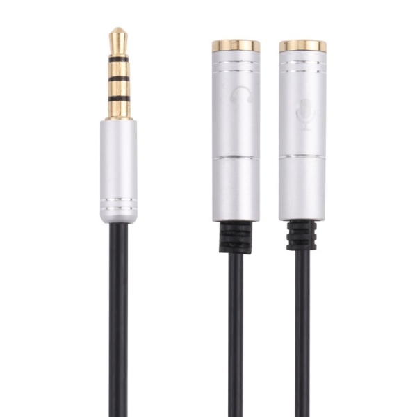 Smartte 2 x 3,5 mm naaras -> 3,5 mm uros -adapterikaapeli (hopea)