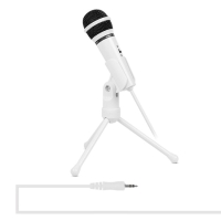 Smartte SF-910 mikrofoni äänitykseen kolmijalalla, johdon pituus: 2,0 m, PC- ja Mac-yhteensopiva (suorat lähetykset, karaoke jne.) (valkoinen)