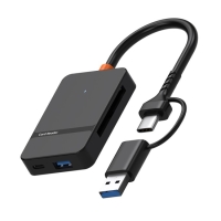 Smartte ADS-316 SD / TF / MS / CF / TPC / USB3.0 Type-C + USB-A monitoimikortinlukija. MicroSD / CompactFlash