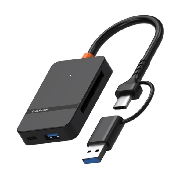 Smartte ADS-316 SD / TF / MS / CF / TPC / USB3.0 Type-C + USB-A monitoimikortinlukija. MicroSD / CompactFlash