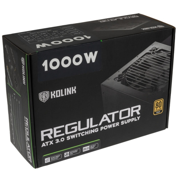 Kolink 1000W ATX3.0 PCIe 5.0 virtalähde, 80 Plus Gold, musta - Image 2
